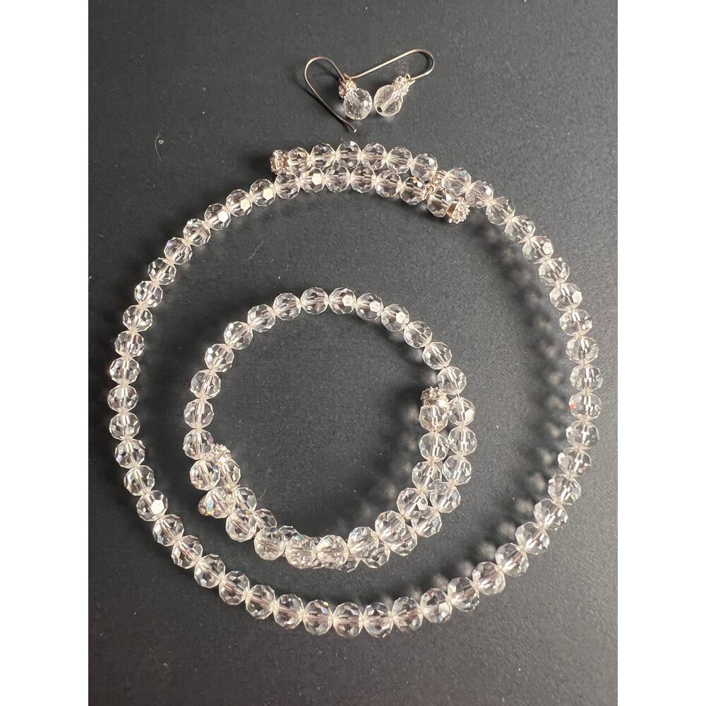 Swarovski Clear Faceted Crystal 3pc Jewelry Set - Necklace, Bracelet, Earrings